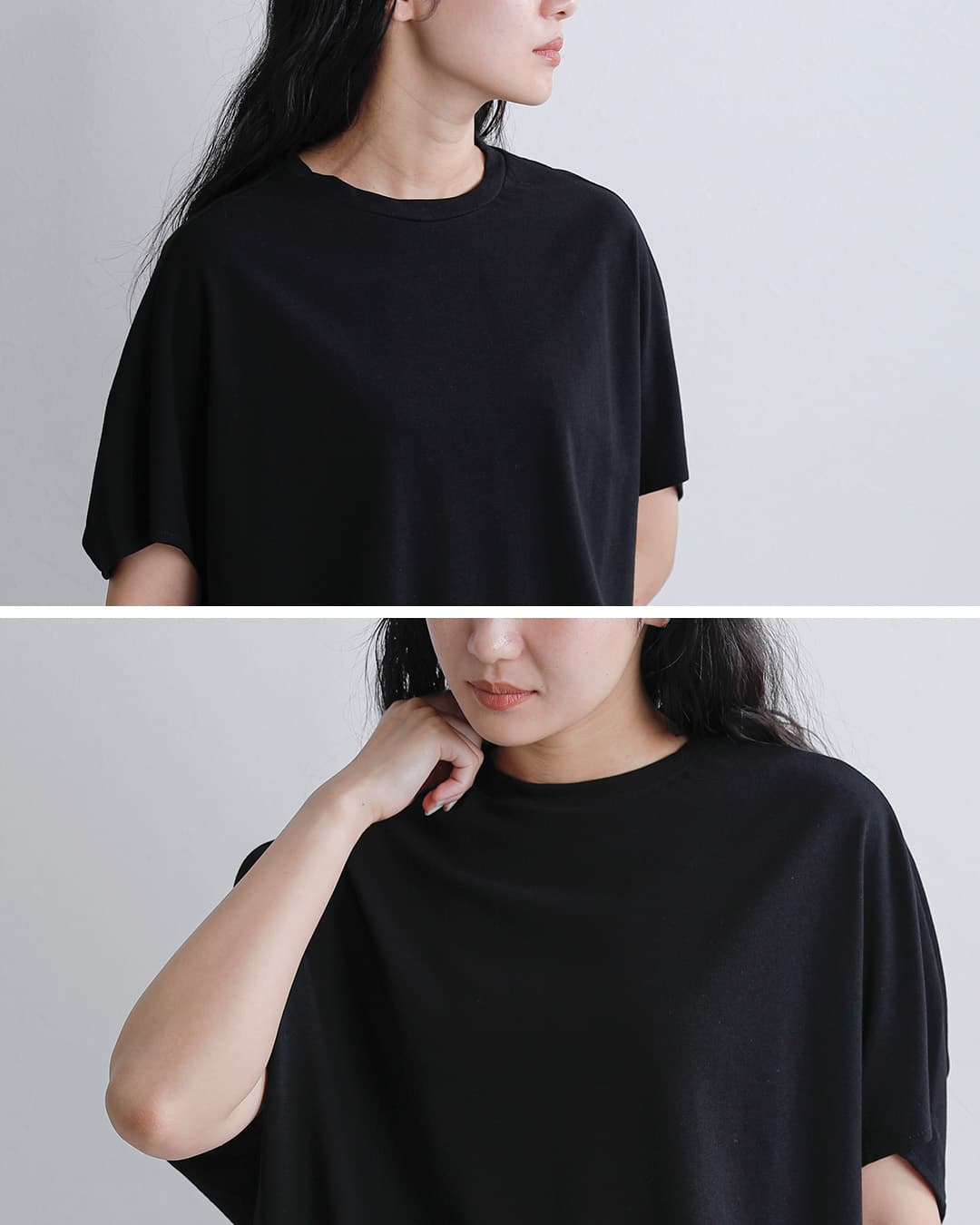 Squadyコットン レアルツイスト コクーン フレンチ Tシャツ 002-6833