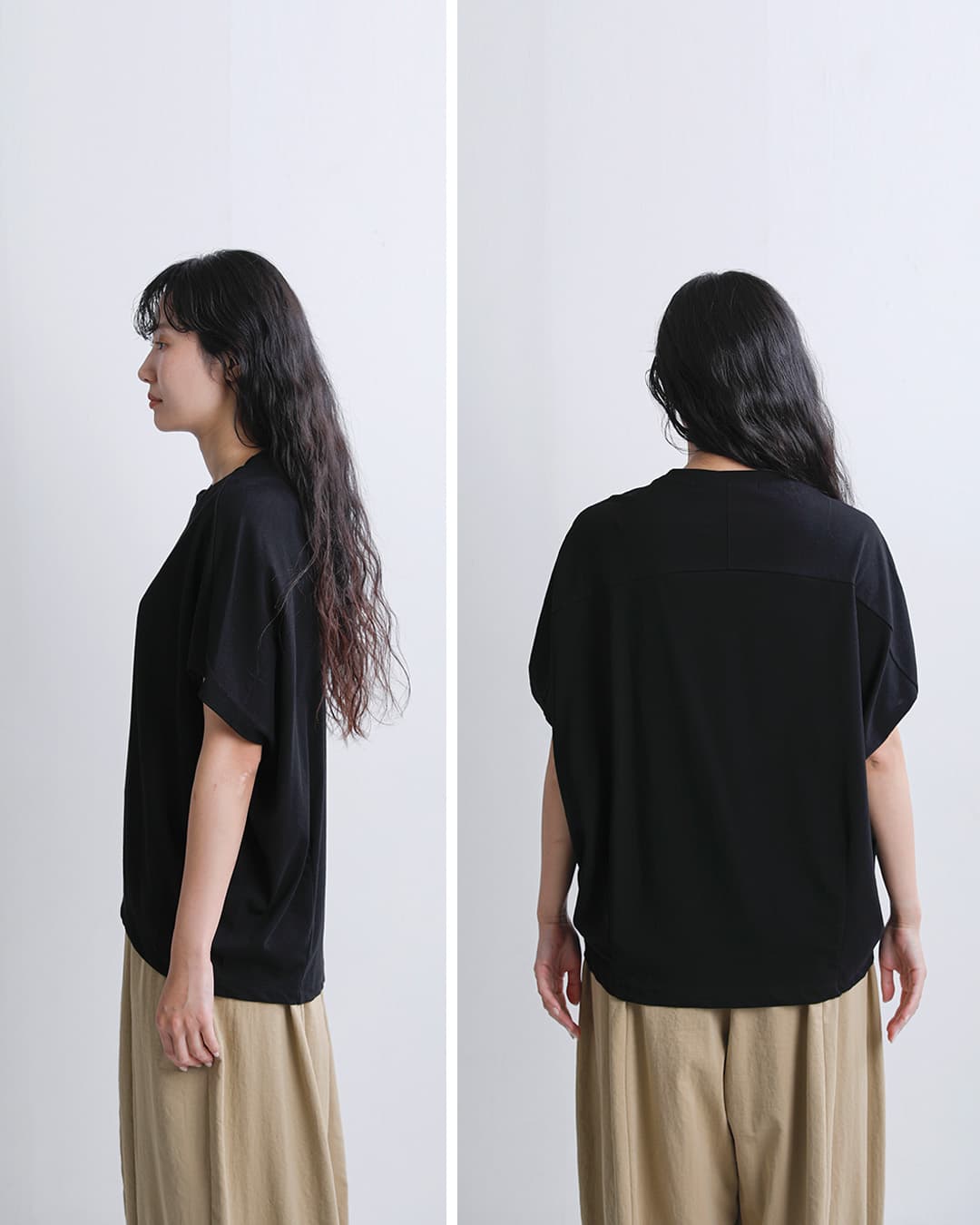 Squadyコットン レアルツイスト コクーン フレンチ Tシャツ 002-6833