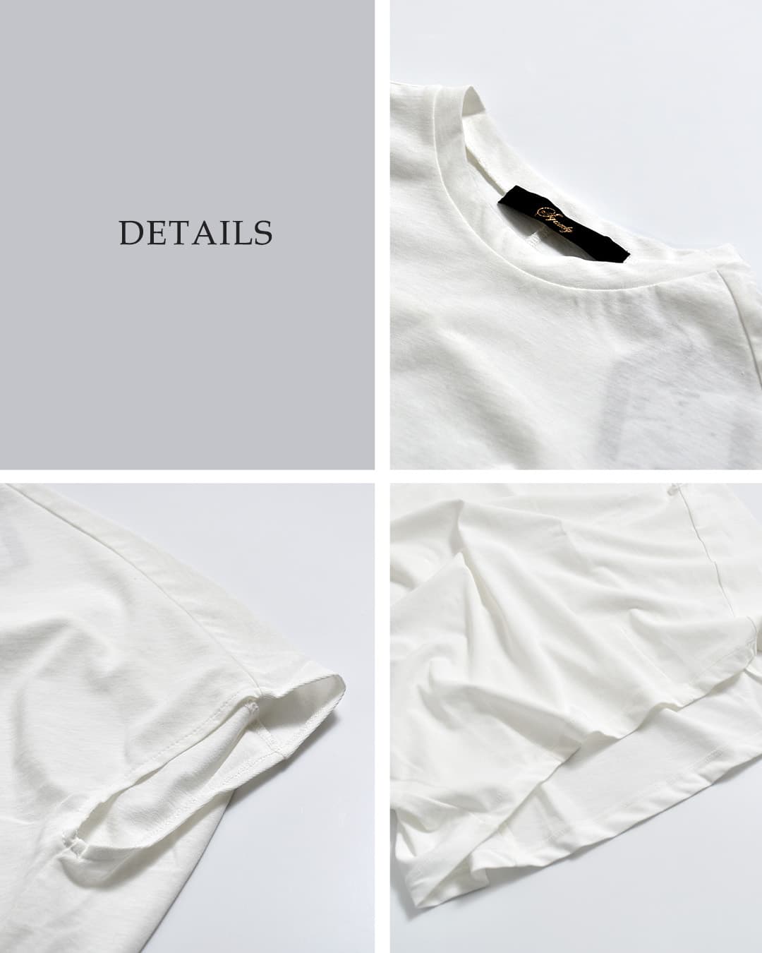 Squadyコットン レアルツイスト コクーン フレンチ Tシャツ 002-6833