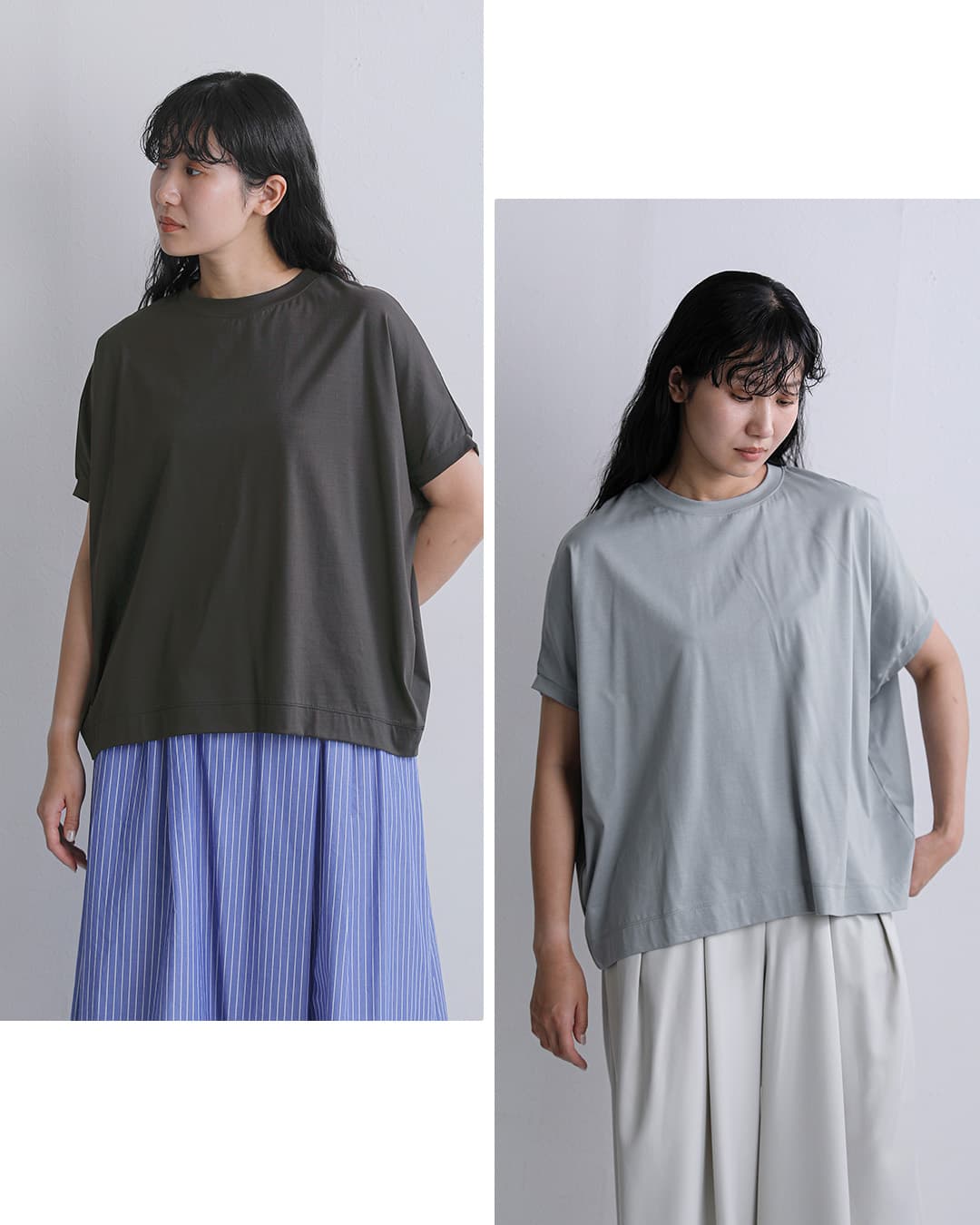 Squadyコットン コンパクト天竺 ビッグフレンチスリーブ プルオーバー 002-6834