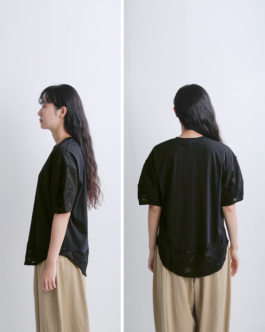 NEW]Squady スカディ カットジャガード 切替パフスリーブ ブラウス 002