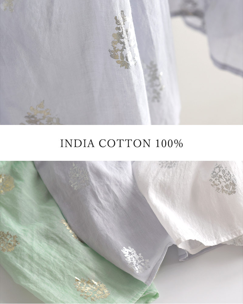 ne Quittez pas(ヌキテパ)コットンボイルフラワー箔プリントギャザーブラウスCottonVoileFoilFlowerPrintGatherBlouse010100cm1