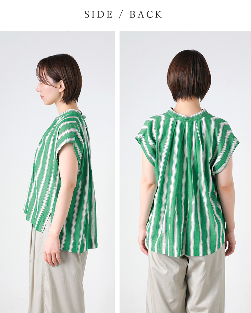 ne Quittez pas ヌキテパ コットンボイルストライプ フレンチスリーブ