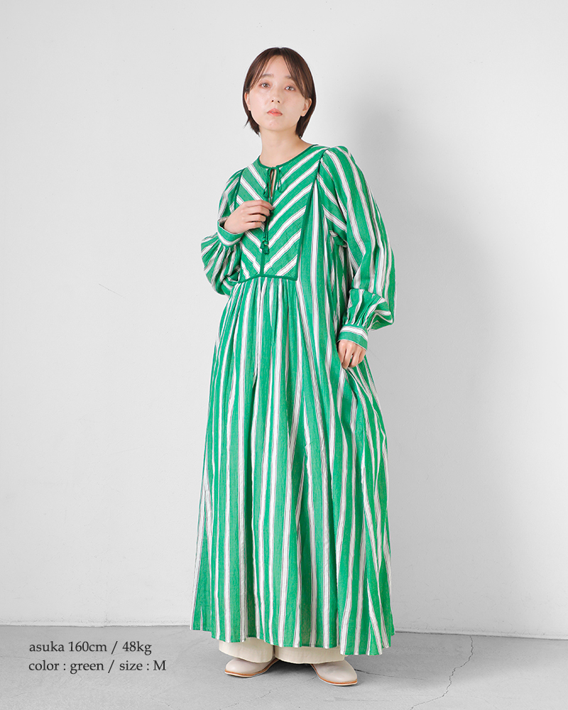 ne Quittez pas(ヌキテパ)コットンボイルストライプギャザードレス“CottonVoileStripeGatherDress”010441gr3