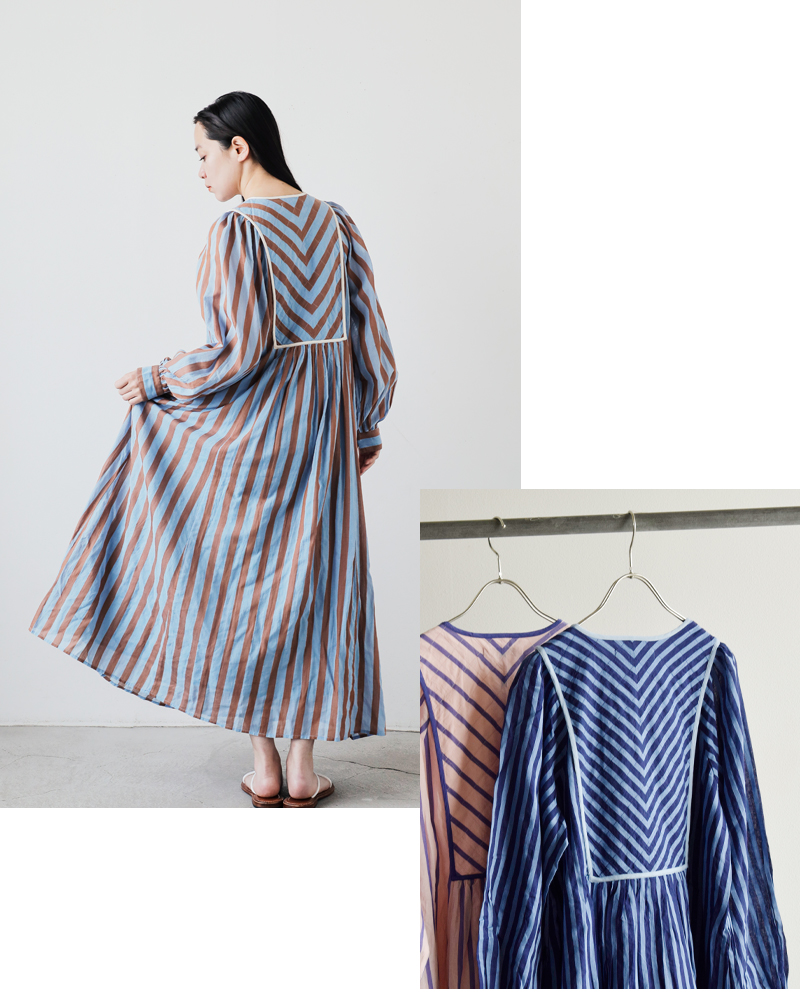 ne Quittez pas(ヌキテパ)コットンボイルストライプギャザードレス“CottonVoileStripeGatherDress”010441gr3