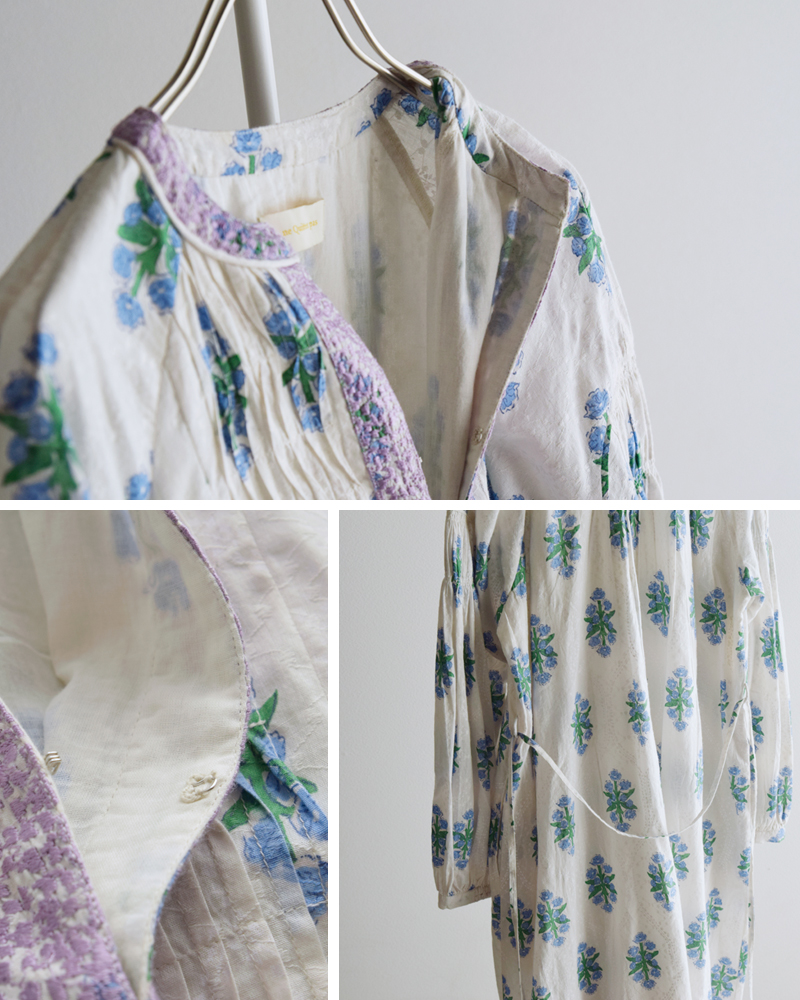 ne Quittez pas(ヌキテパ)コットンジャガードイベリスプリントピンタックドレスCottonJacquardIberisPrintPintuckDress010461wa1