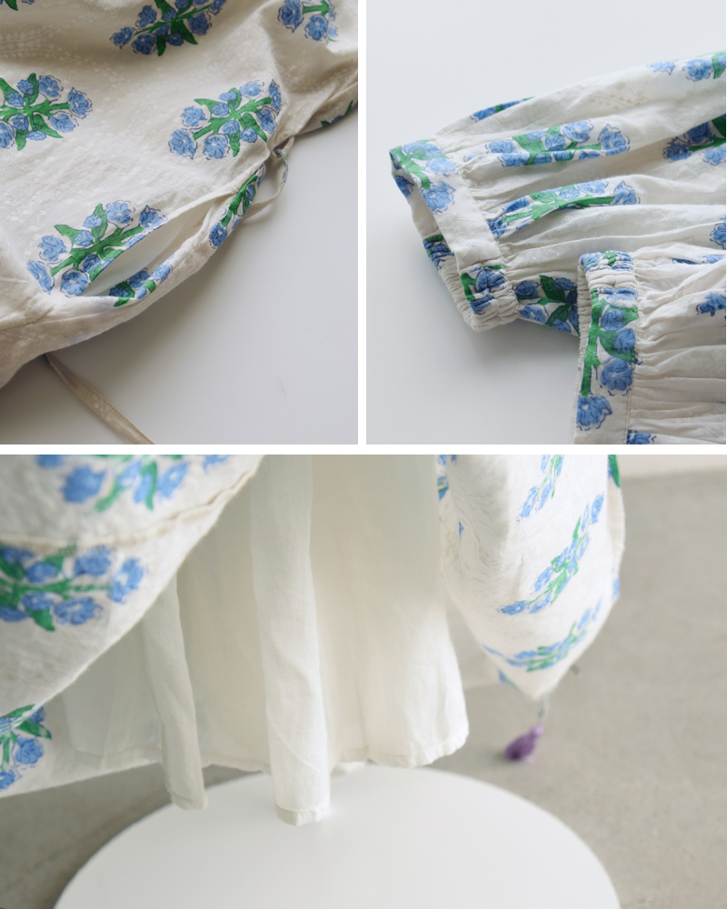 ne Quittez pas(ヌキテパ)コットンジャガードイベリスプリントピンタックドレスCottonJacquardIberisPrintPintuckDress010461wa1