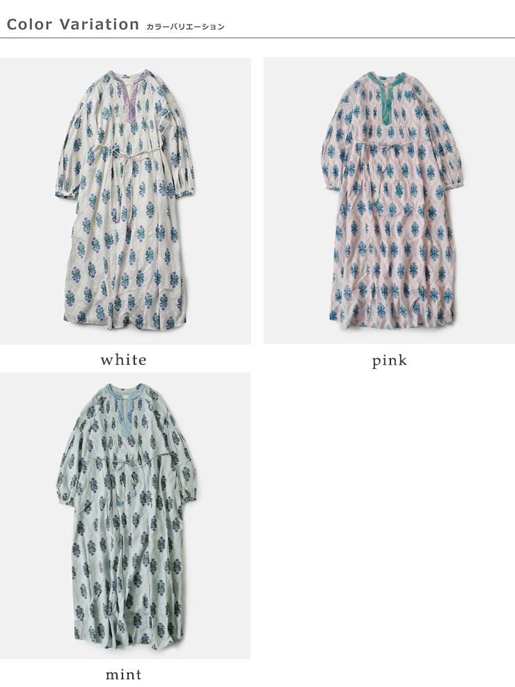 ne Quittez pas(ヌキテパ)コットンジャガードイベリスプリントピンタックドレスCottonJacquardIberisPrintPintuckDress010461wa1