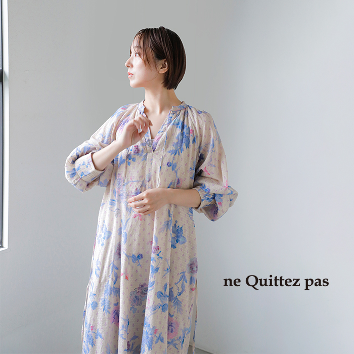 ne Quittez pas(ヌキテパ)ドットドビーブーケウェービーウエストドレスDotDobbyBouquetWavyWaistDress010461wb1