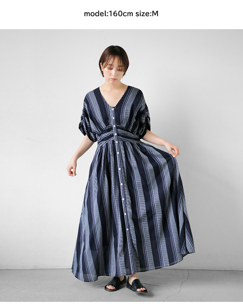 ne Quittez pas(ヌキテパ)コットンボイルストライプウエストギャザードレスCottonVoileStripeWaistGatherDress010461wn1