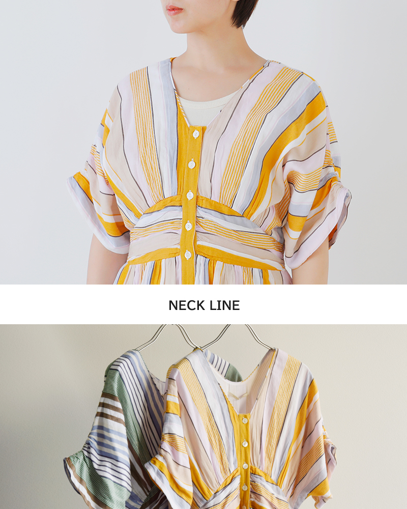 ne Quittez pas(ヌキテパ)aranciato別注コットンボイルストライプウエストギャザードレスCottonVoileStripeWaistGatherDress010461wn1-same1
