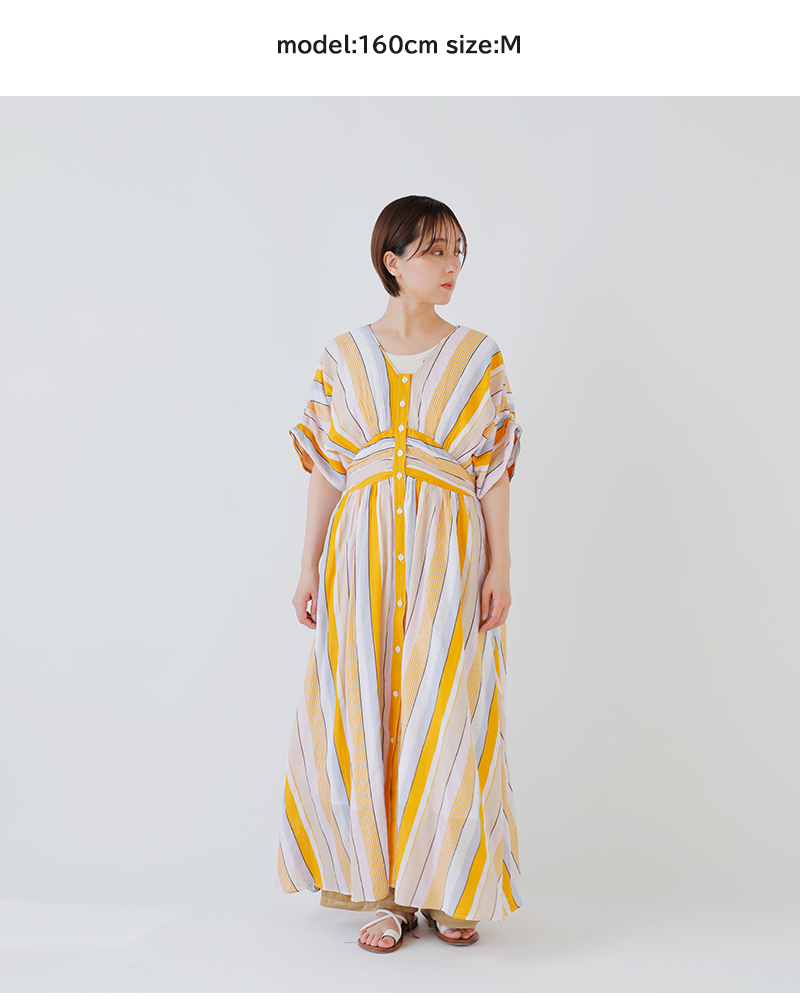 ne Quittez pas(ヌキテパ)aranciato別注コットンボイルストライプウエストギャザードレスCottonVoileStripeWaistGatherDress010461wn1-same1