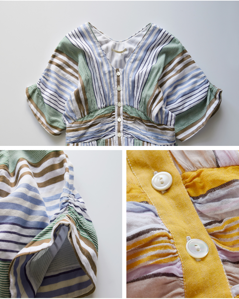 ne Quittez pas(ヌキテパ)aranciato別注コットンボイルストライプウエストギャザードレスCottonVoileStripeWaistGatherDress010461wn1-same1