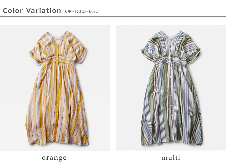 ne Quittez pas(ヌキテパ)aranciato別注コットンボイルストライプウエストギャザードレスCottonVoileStripeWaistGatherDress010461wn1-same1