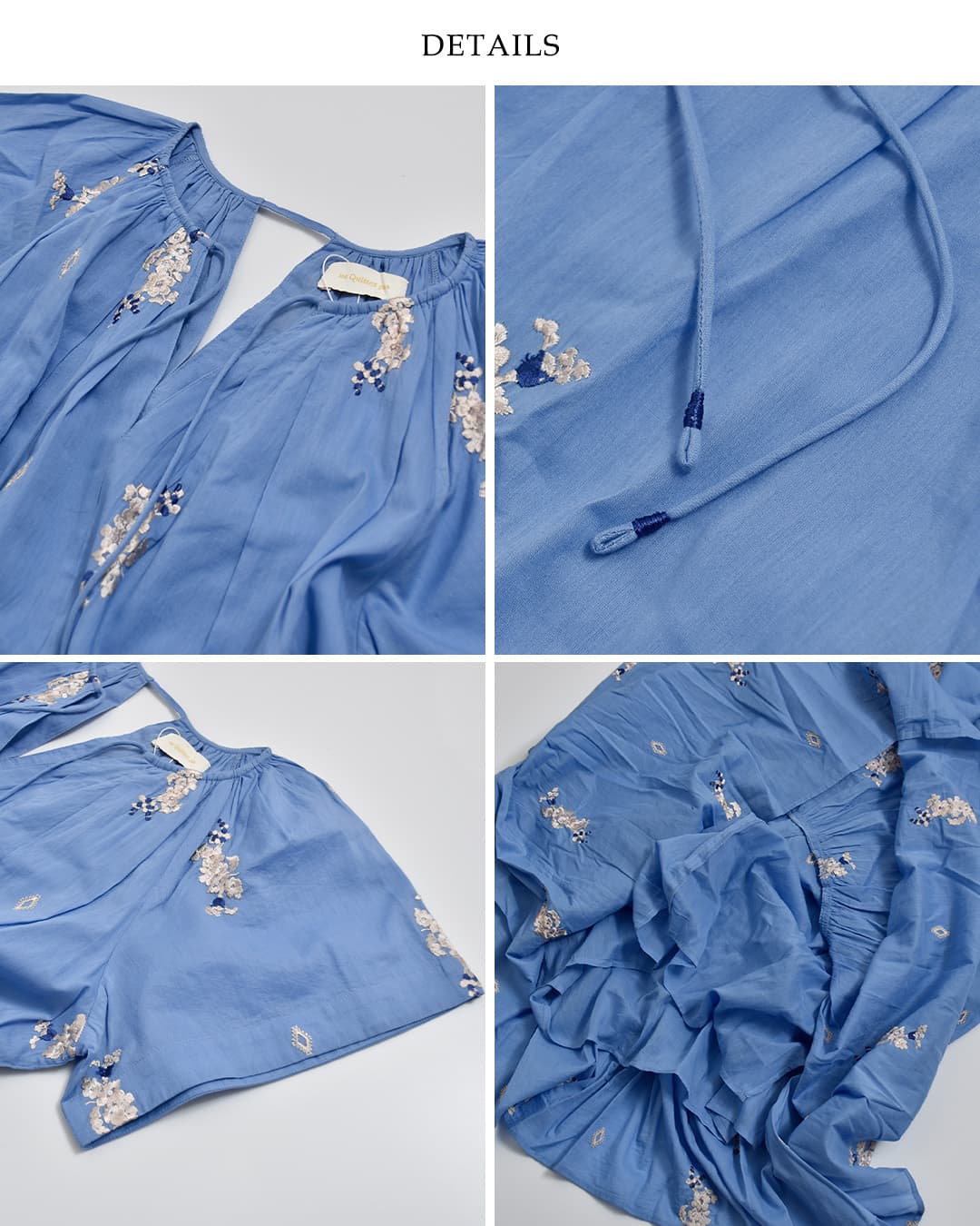 ne Quittez pas(ヌキテパ)コットンボイル ジャスミン刺繍 ショートスリーブ ドレス Cotton Voile Jasmine Embroidery Short Sleeve Dress 010461wt2
