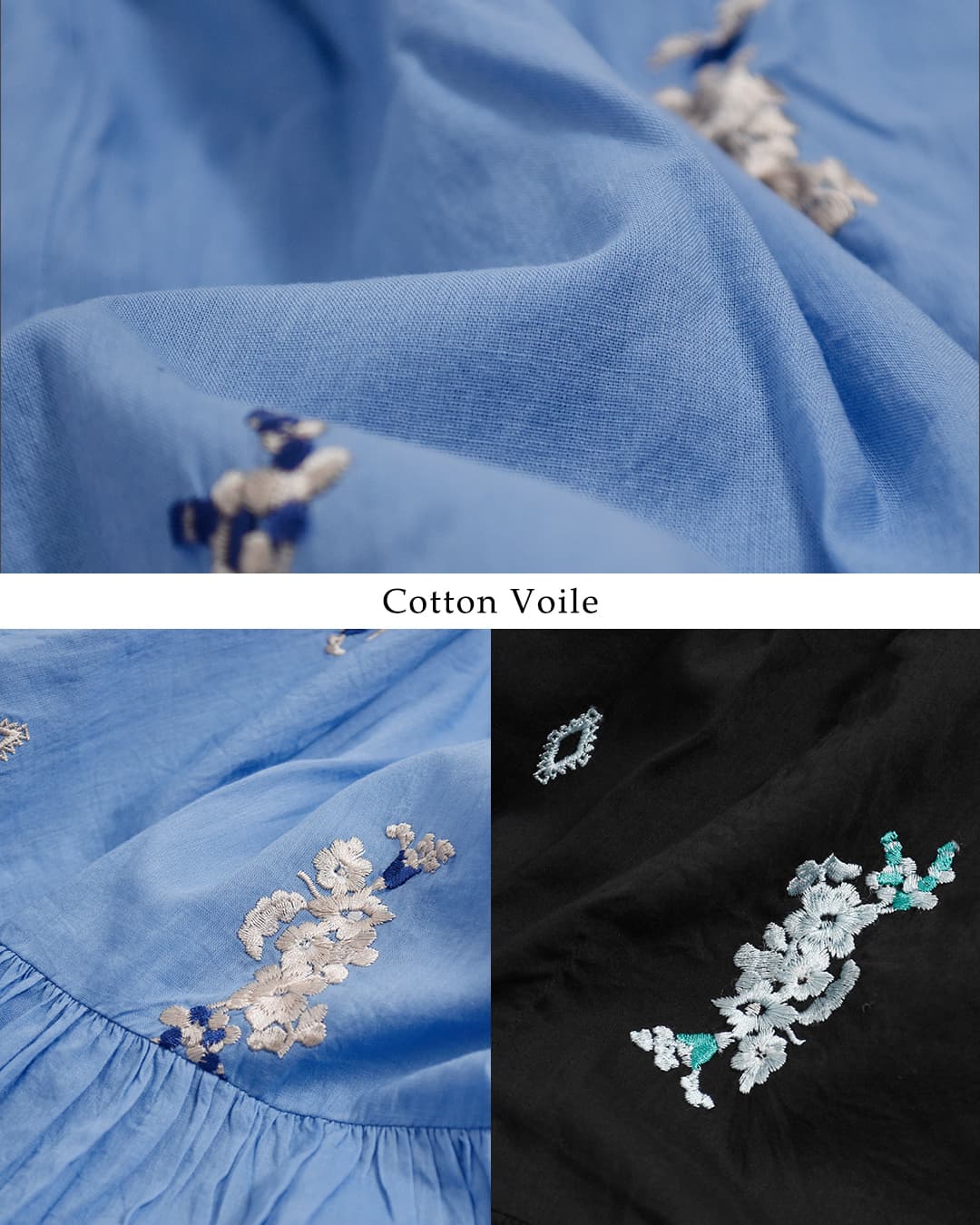 ne Quittez pas(ヌキテパ)コットンボイル ジャスミン刺繍 ショートスリーブ ドレス Cotton Voile Jasmine Embroidery Short Sleeve Dress 010461wt2