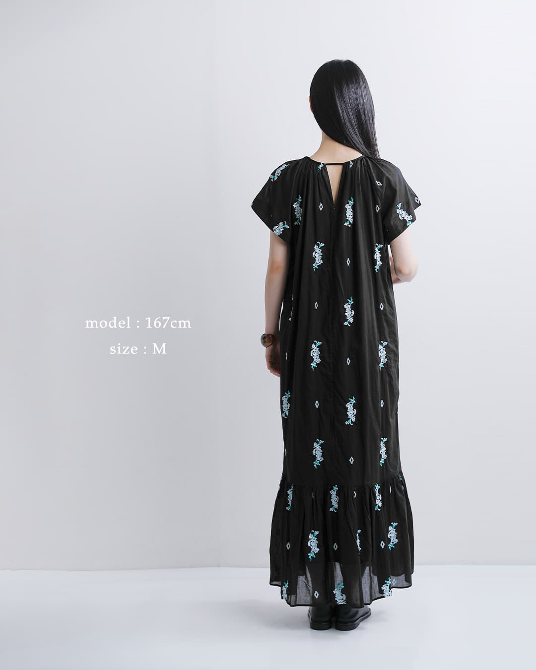 ne Quittez pas(ヌキテパ)コットンボイル ジャスミン刺繍 ショートスリーブ ドレス Cotton Voile Jasmine Embroidery Short Sleeve Dress 010461wt2