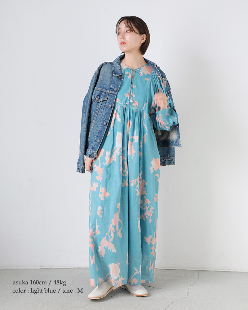 ne Quittez pas(ヌキテパ)コットンボイルローズプリントハンドスモッキングドレスCottonVoileRosePrintHandSmockingDress010461wu1