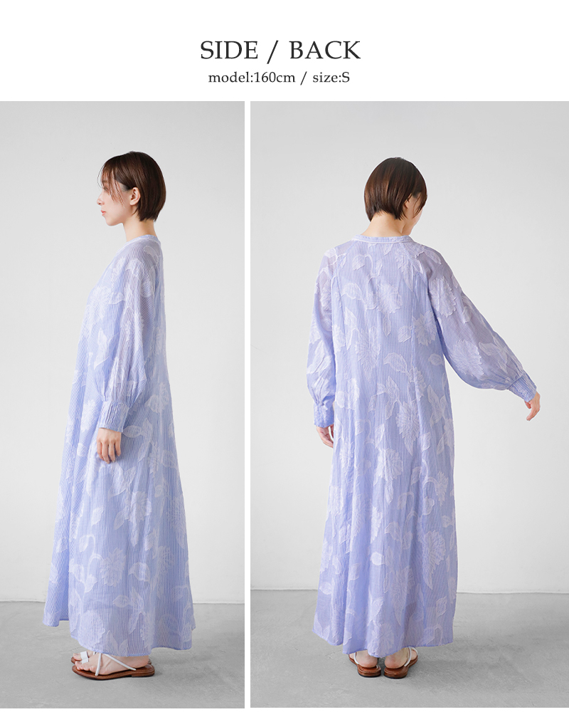 ne Quittez pas(ヌキテパ)コットンストライプフラワージャガードフレアドレスCottonStripeFlowerJacquardFlareDress010461wy1