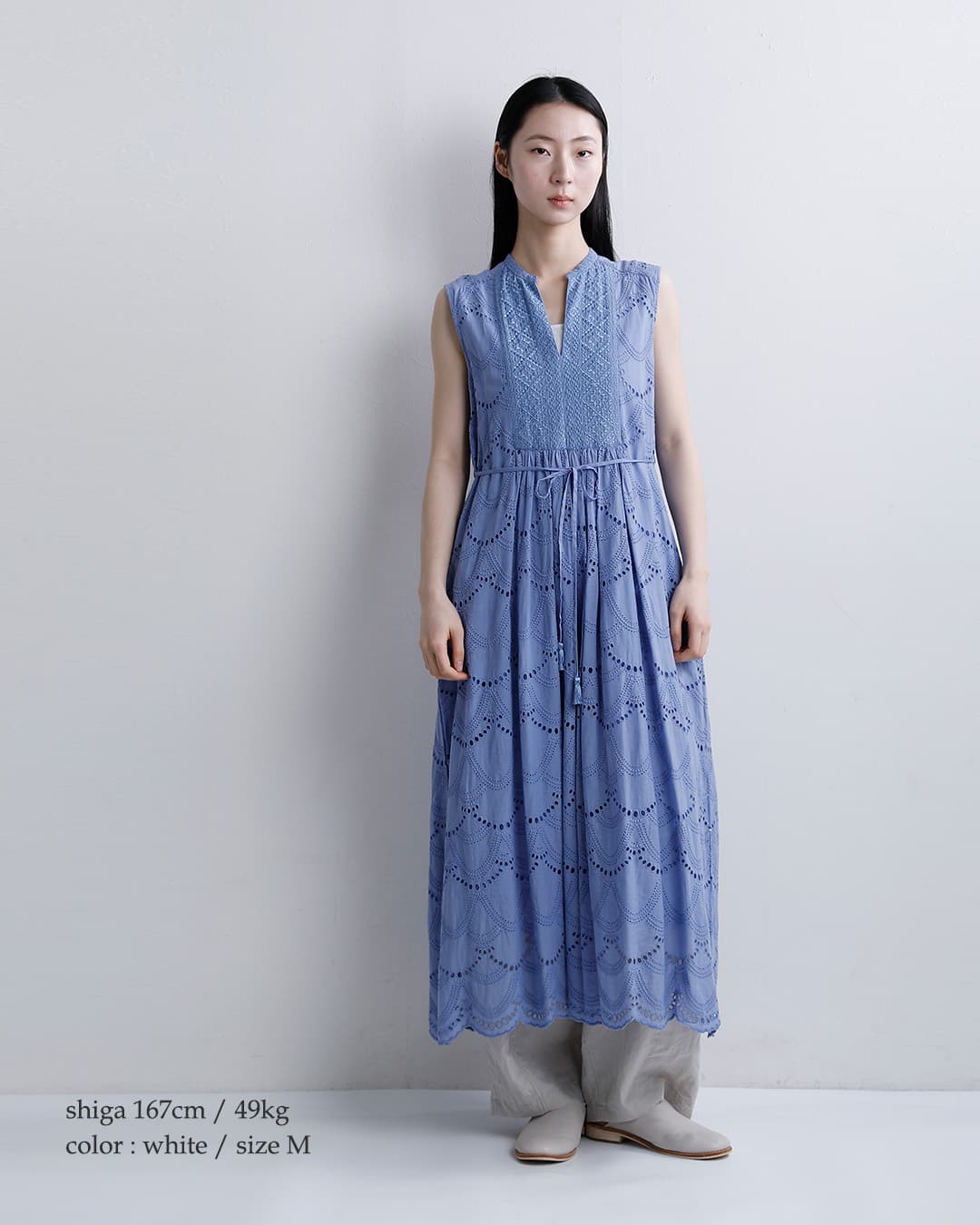 ne Quittez pasコットンボイル ドット ヘムレース ノースリーブ ドレス Cotton Voile Dot Hemla No Sleeve Dress 010500cb2