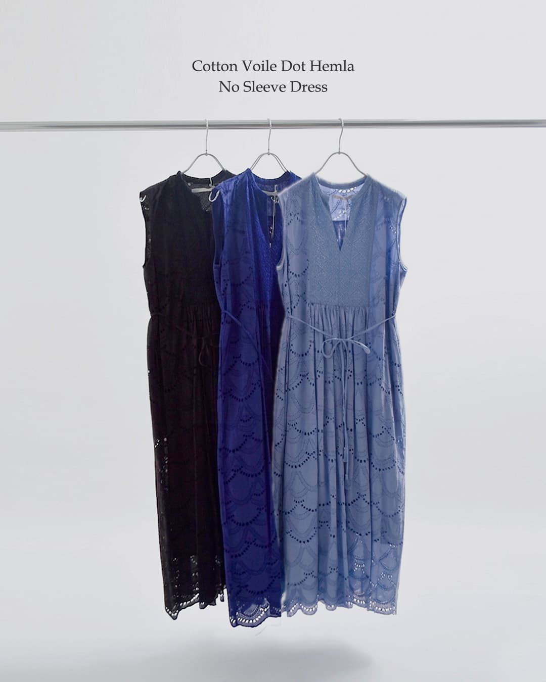 ne Quittez pasコットンボイル ドット ヘムレース ノースリーブ ドレス Cotton Voile Dot Hemla No Sleeve Dress 010500cb2