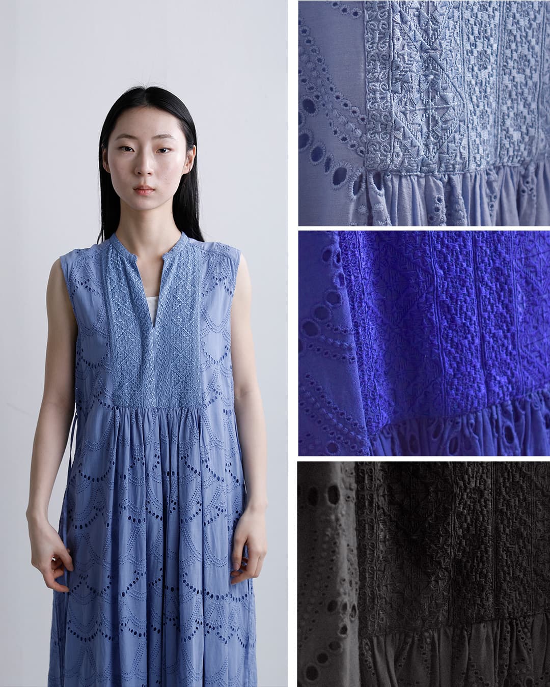 ne Quittez pasコットンボイル ドット ヘムレース ノースリーブ ドレス Cotton Voile Dot Hemla No Sleeve Dress 010500cb2