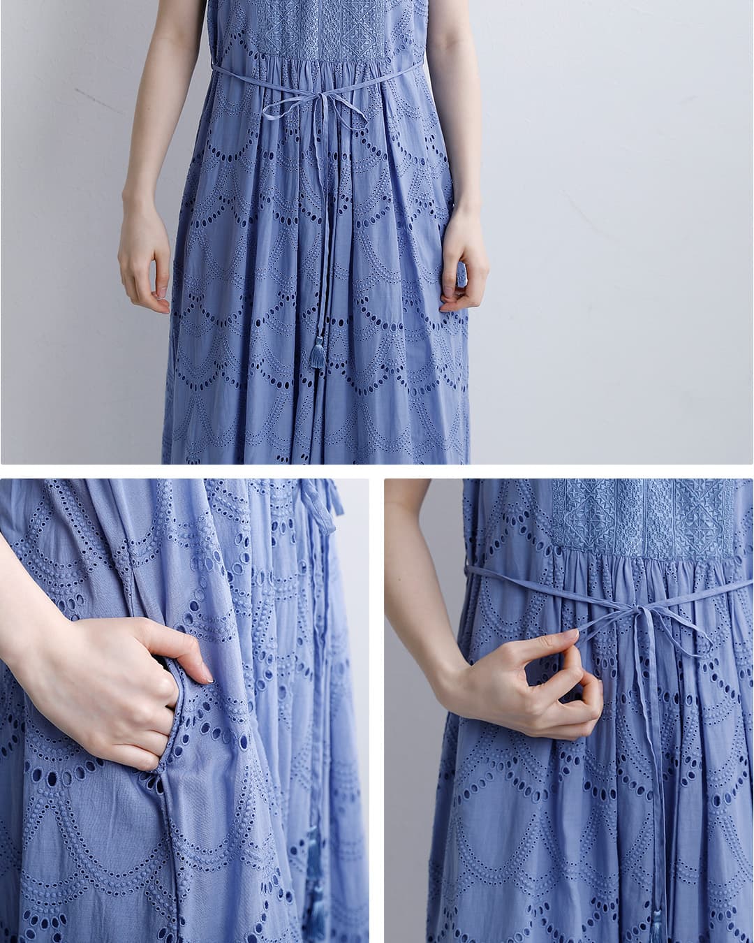 ne Quittez pasコットンボイル ドット ヘムレース ノースリーブ ドレス Cotton Voile Dot Hemla No Sleeve Dress 010500cb2