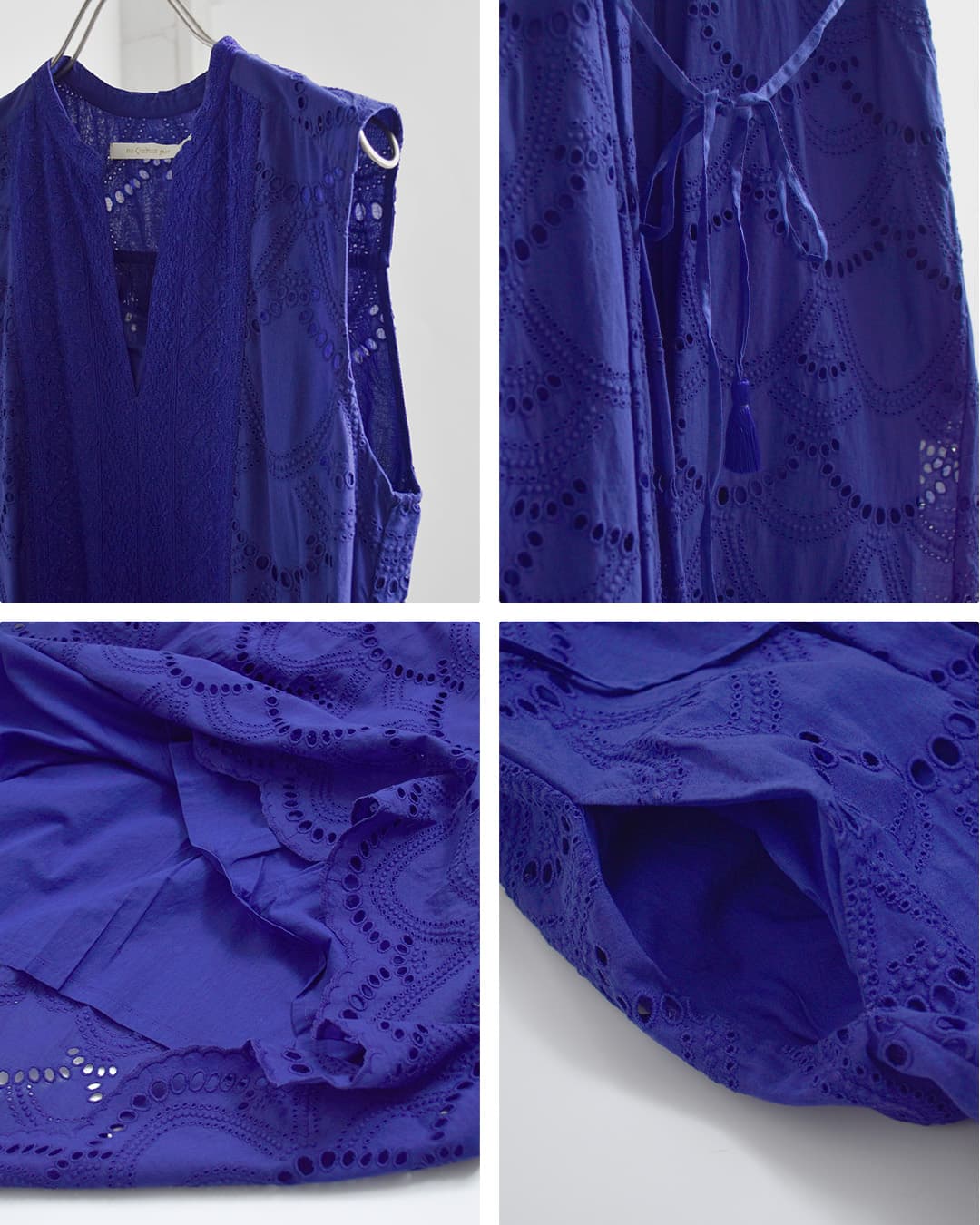 ne Quittez pasコットンボイル ドット ヘムレース ノースリーブ ドレス Cotton Voile Dot Hemla No Sleeve Dress 010500cb2