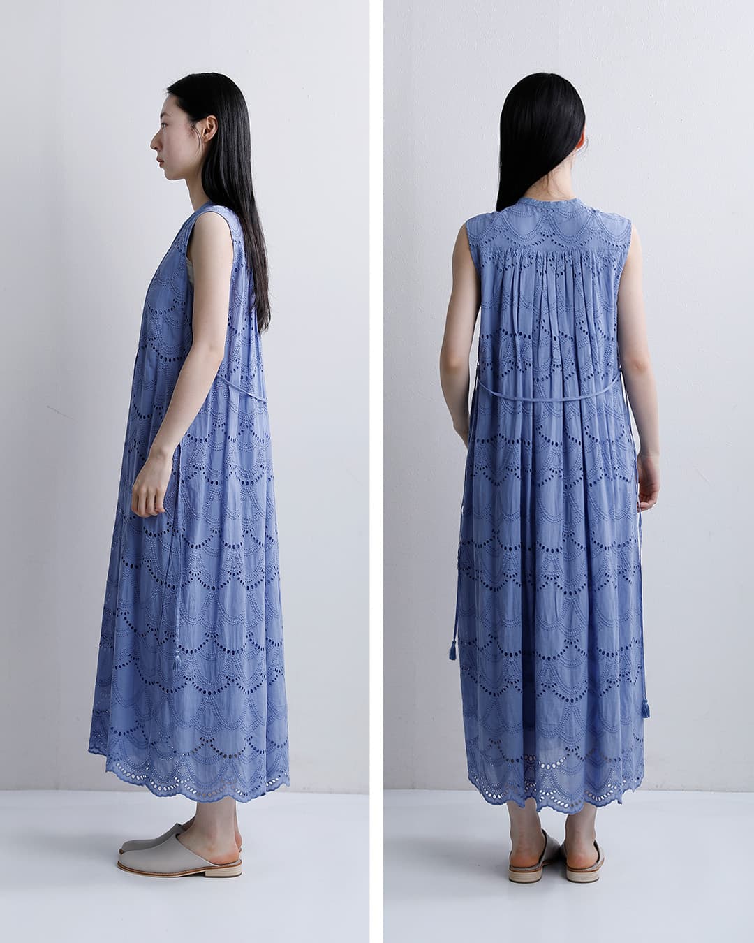 ne Quittez pasコットンボイル ドット ヘムレース ノースリーブ ドレス Cotton Voile Dot Hemla No Sleeve Dress 010500cb2