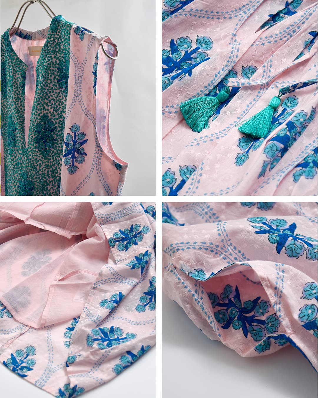 ne Quittez pasコットンジャガード イベリスプリント 刺繍 スリーブレス ドレス Cotton Jacquard Iberis print Embroidery Sleeveless Dress 010561wa3