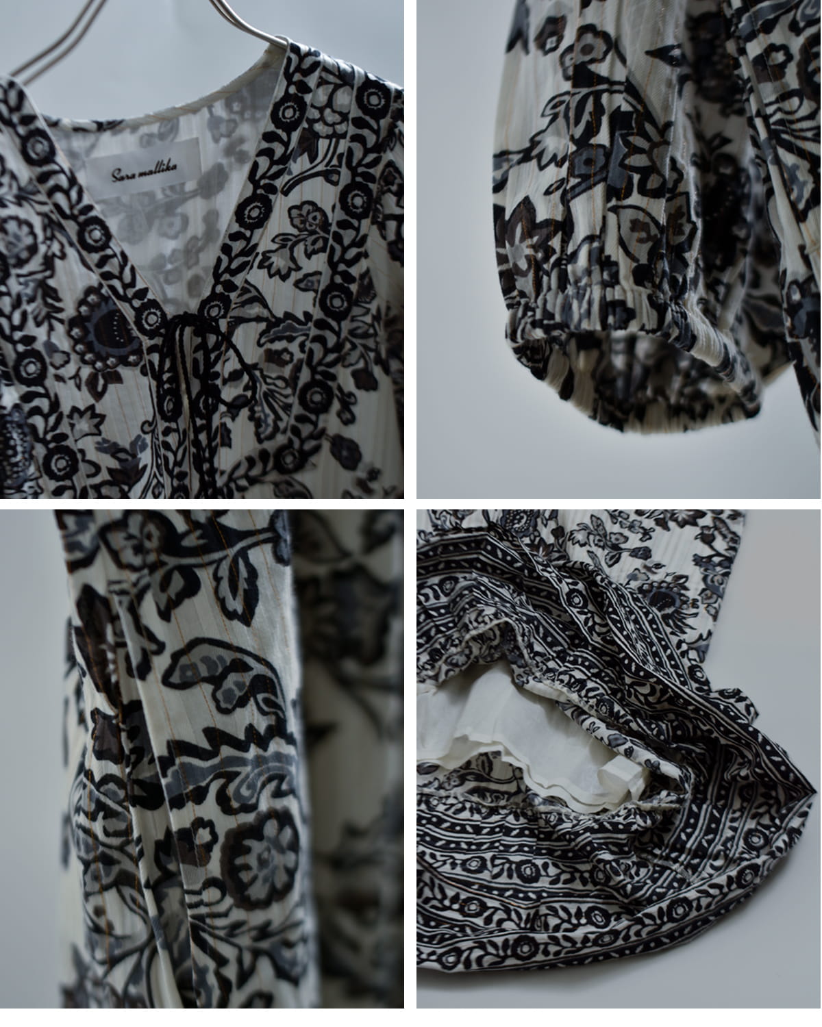 Sara Mallikaコットン ペイズリー 花柄プリント ワンピース 020461sb1