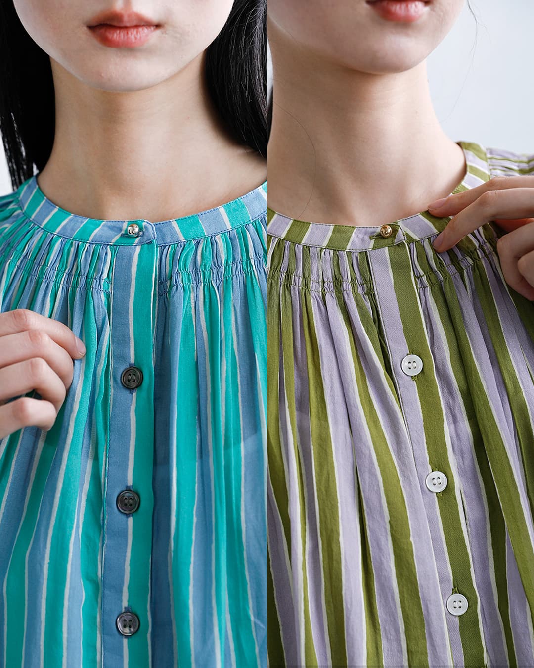 Sara Mallikaコットン ウェーブストライプ プリント カフタン ワンピース 020461sf1