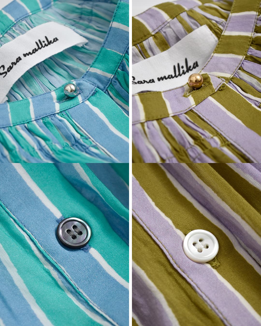 Sara Mallikaコットン ウェーブストライプ プリント カフタン ワンピース 020461sf1