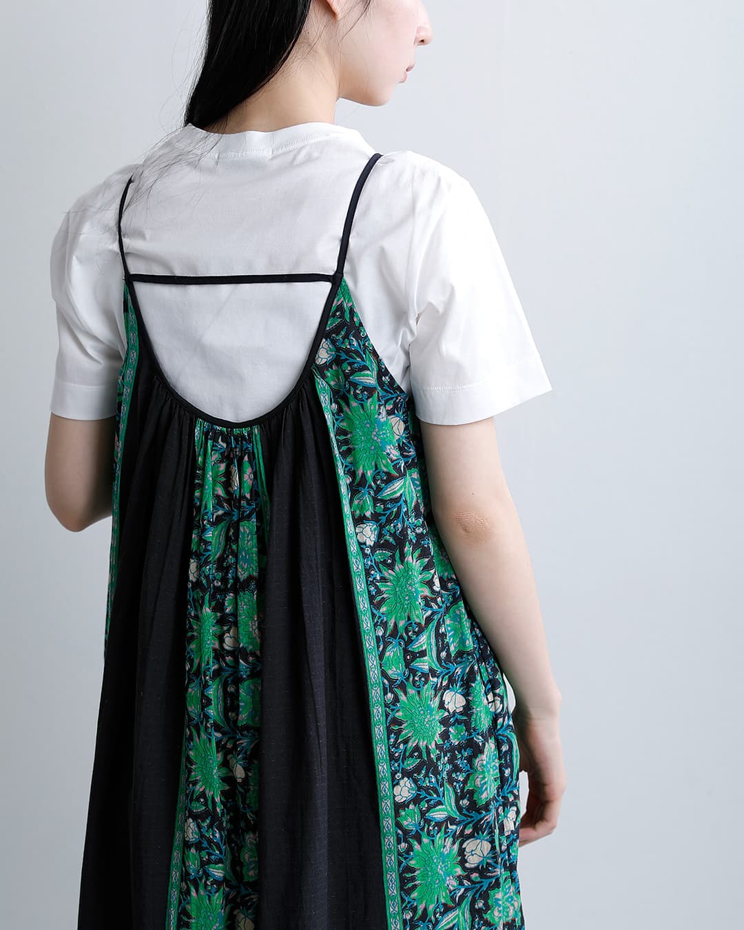 Sara Mallikaコットン ビスコース ボーダー プリント キャミワンピース 020561sj4