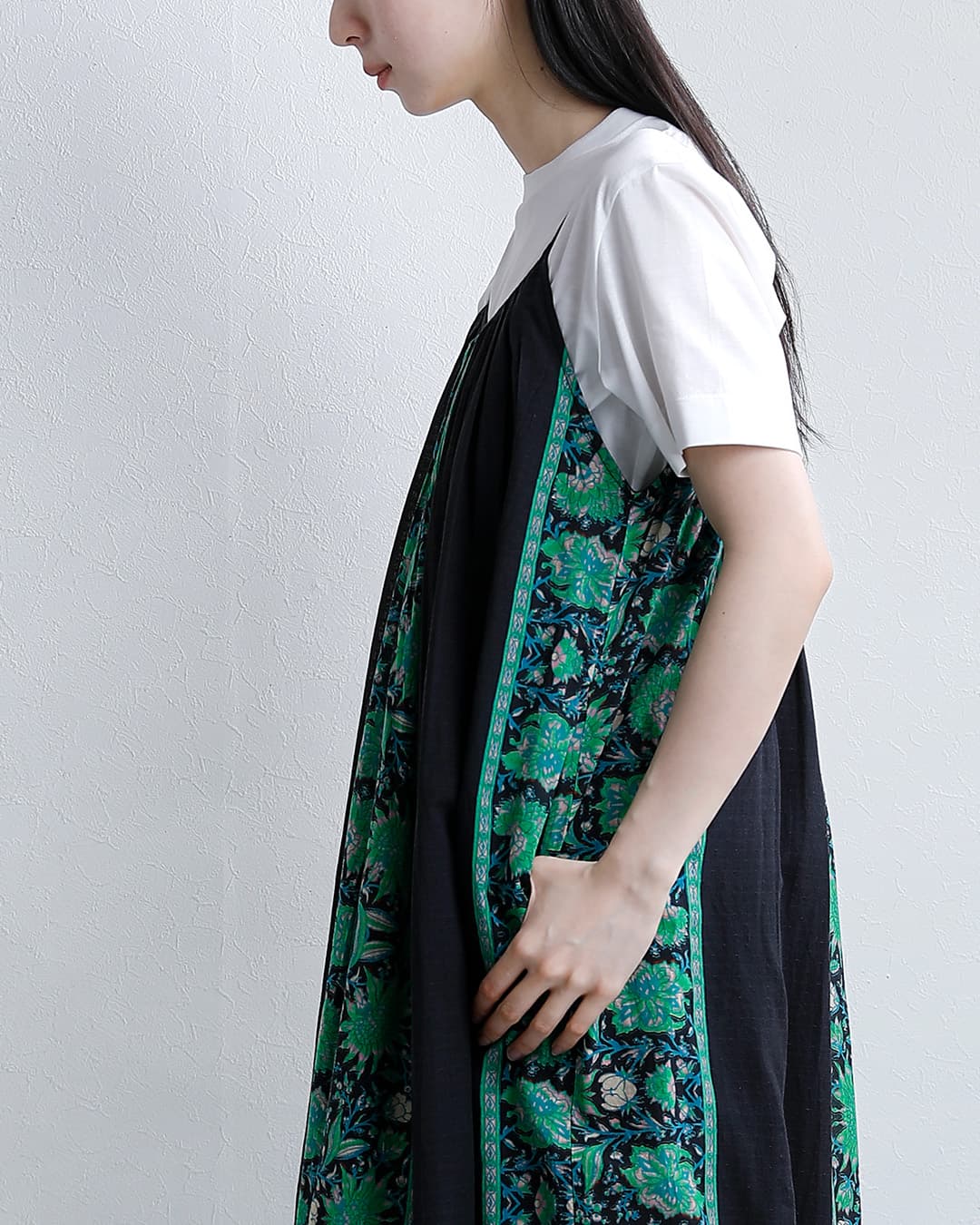 Sara Mallikaコットン ビスコース ボーダー プリント キャミワンピース 020561sj4