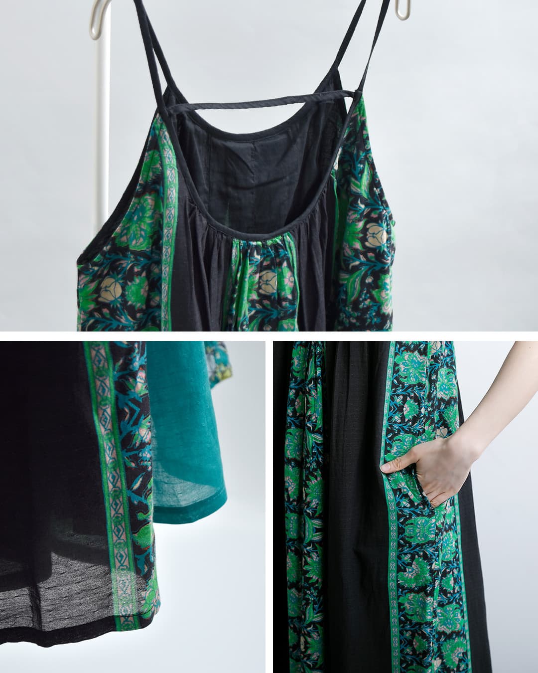 Sara Mallikaコットン ビスコース ボーダー プリント キャミワンピース 020561sj4