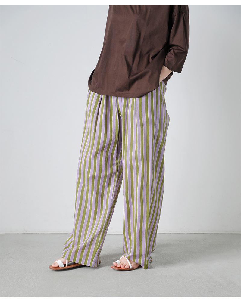 Sara Mallika(サラマリカ)コットンウェーブストライププリントパンツ020661sf3