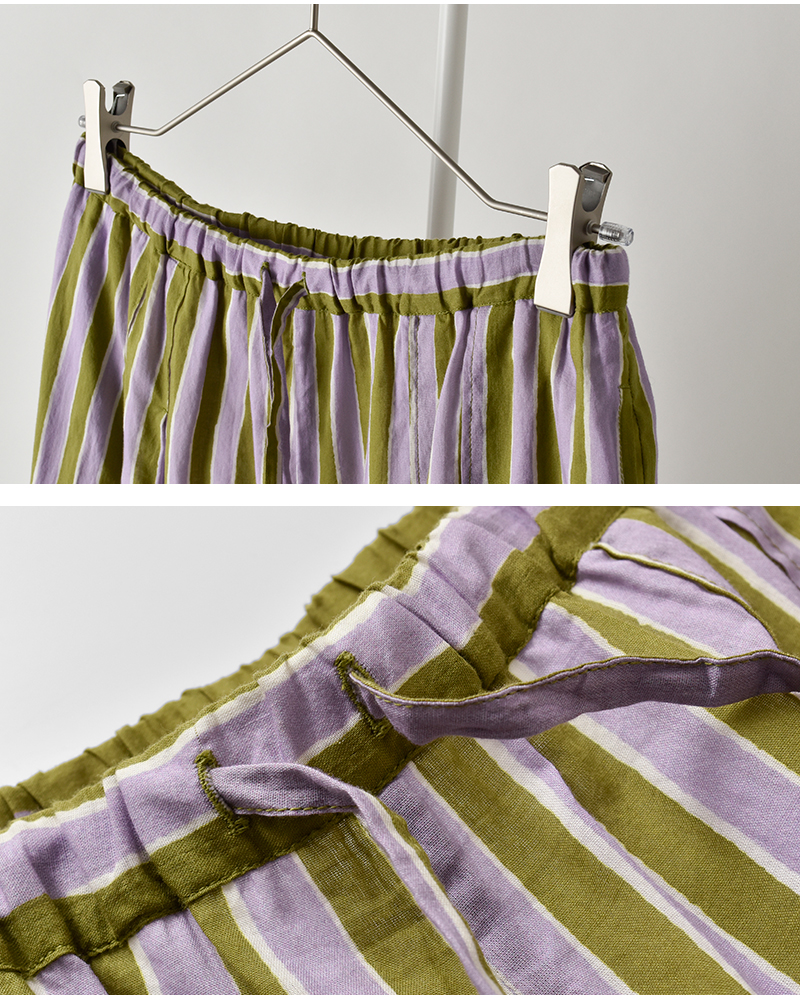 Sara Mallika(サラマリカ)コットンウェーブストライププリントパンツ020661sf3