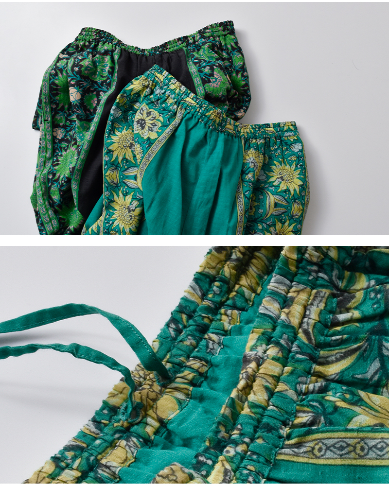 Sara Mallika(サラマリカ)コットンビスコースボーダープリントパンツ020661sj2