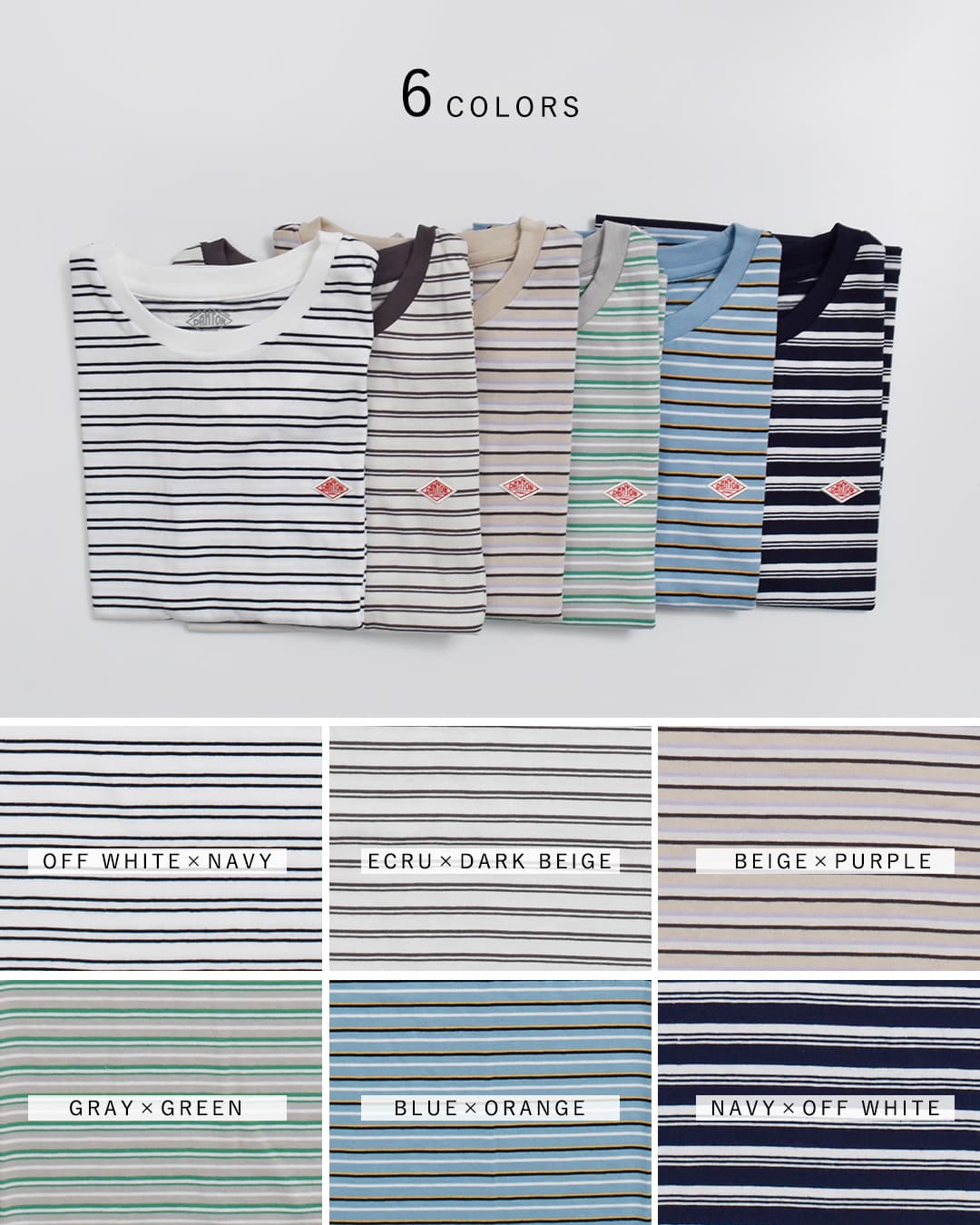 DANTON(ダントン)コットン ドルマンスリーブ ボーダー 半袖Tシャツ dt-c0403cjj-same1