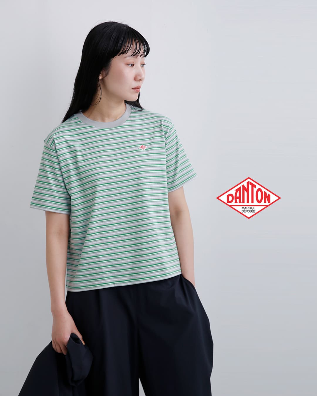 DANTON(ダントン)コットン天竺ボーダー 半袖Tシャツ dt-c0404cjj-same1