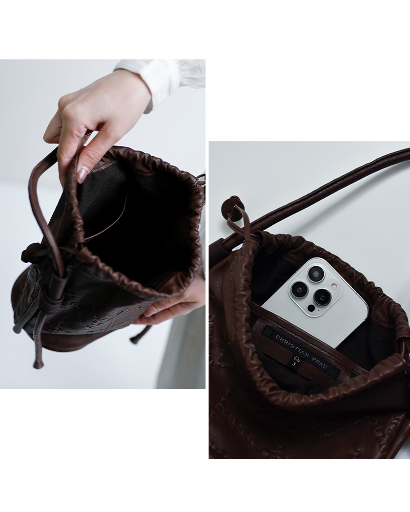 CHRISTIAN PEAU(クリスチャンポー)カウレザーショルダーステッチバッグ06470-1-cp