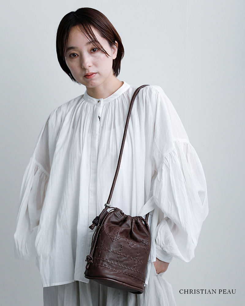 CHRISTIAN PEAU(クリスチャンポー)カウレザーショルダーステッチバッグ06470-1-cp