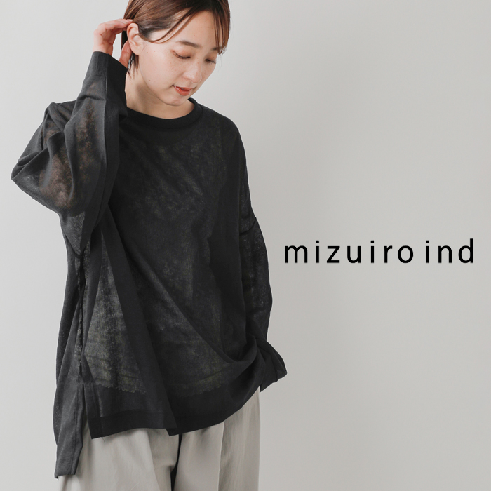 mizuiro ind(ミズイロインド)ワッシャーボイルクルーネックワイドプルオーバー1-210059