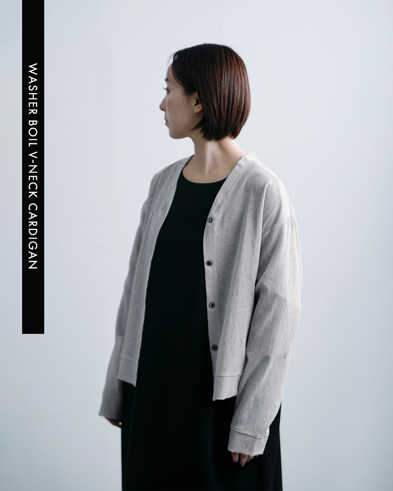 mizuiro ind(ミズイロインド)ワッシャーボイルVネックカーディガン1-210072