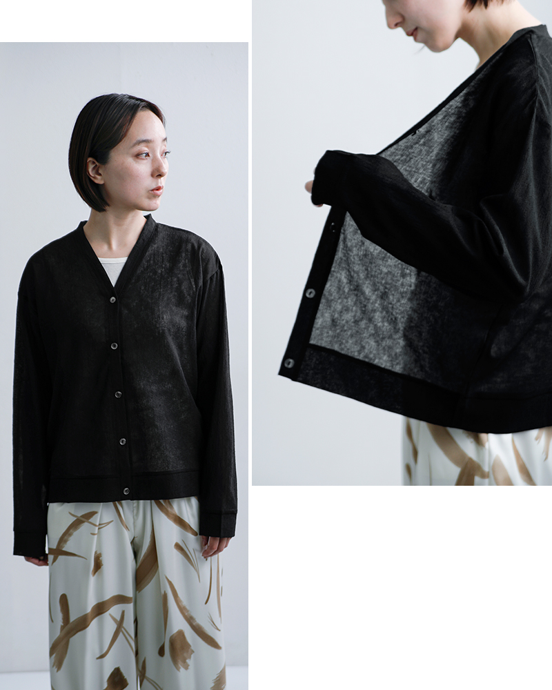 mizuiro ind(ミズイロインド)ワッシャーボイルVネックカーディガン1-210072