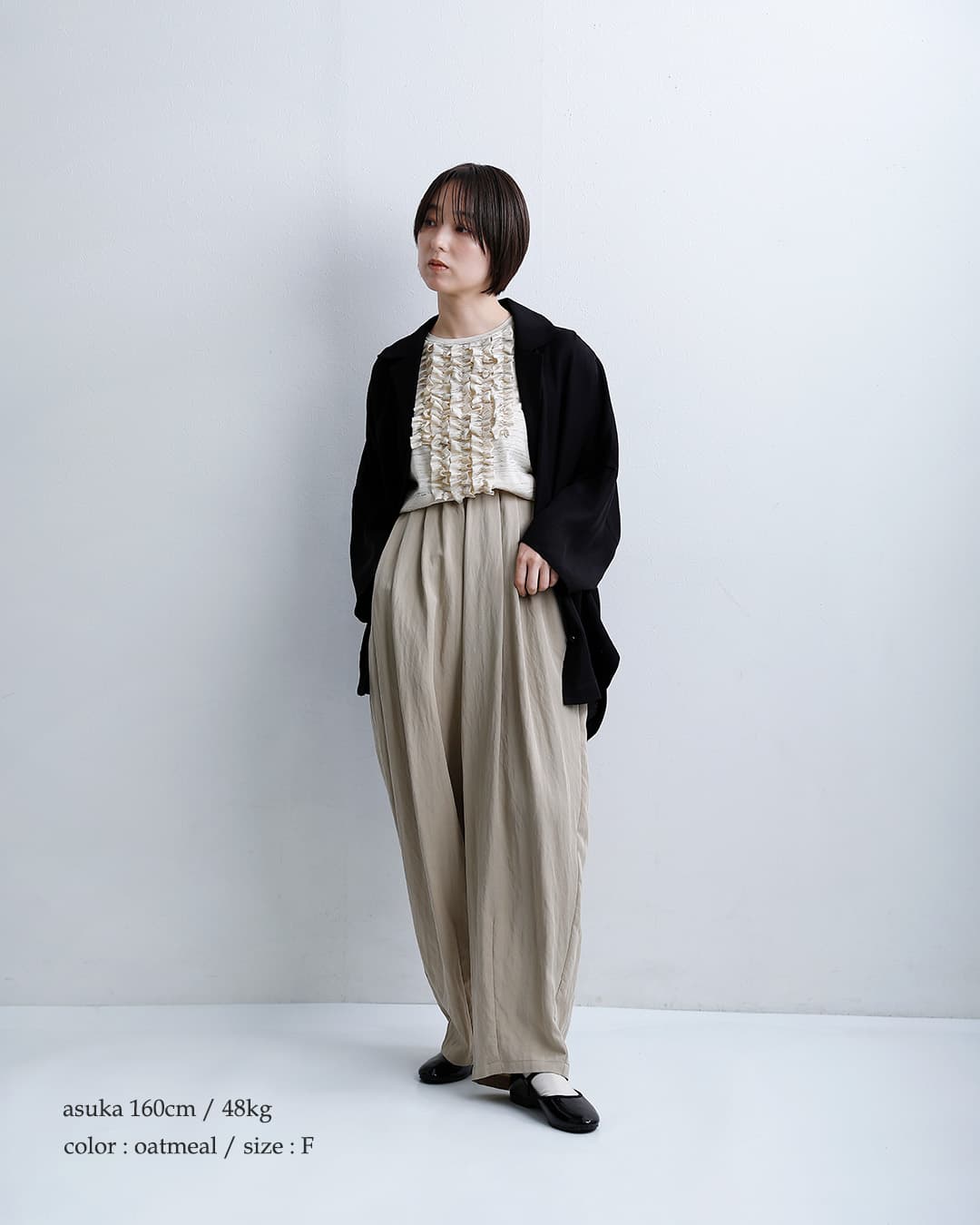 mizuiro indコットン フレンチスリーブ フリル プルオーバー 1-210082