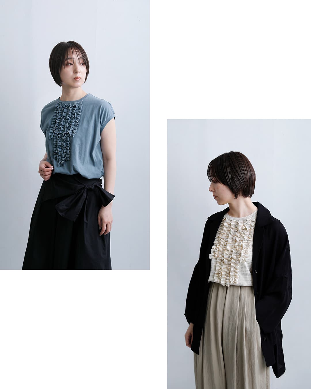 mizuiro indコットン フレンチスリーブ フリル プルオーバー 1-210082