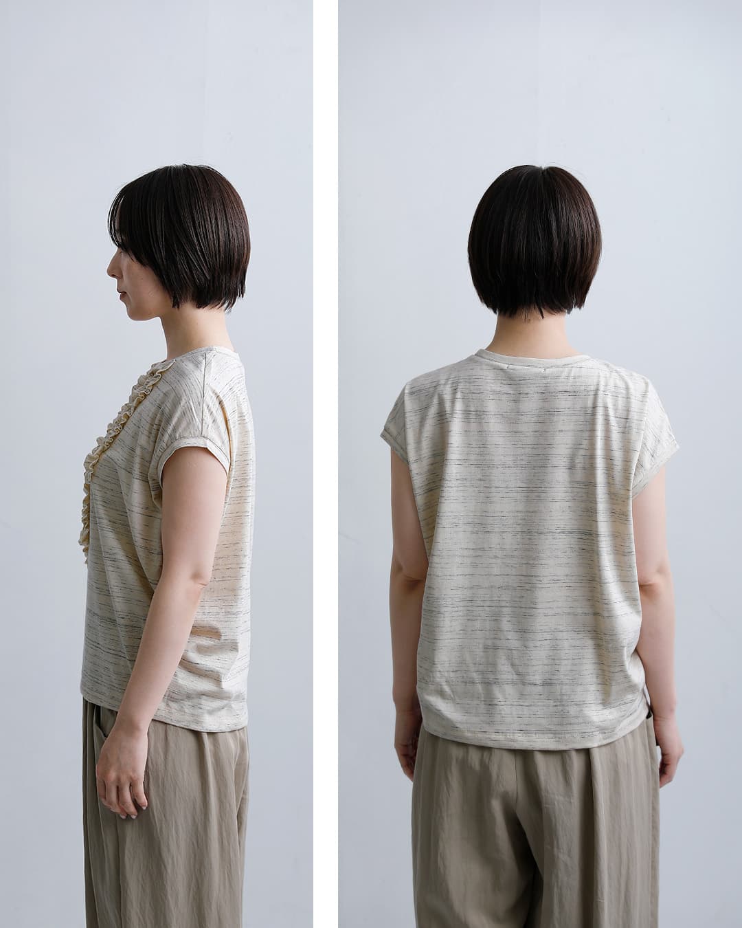 mizuiro indコットン フレンチスリーブ フリル プルオーバー 1-210082