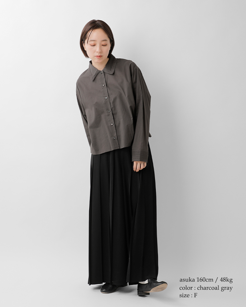 mizuiro ind(ミズイロインド)コットンピンタックカラーシャツ1-230126